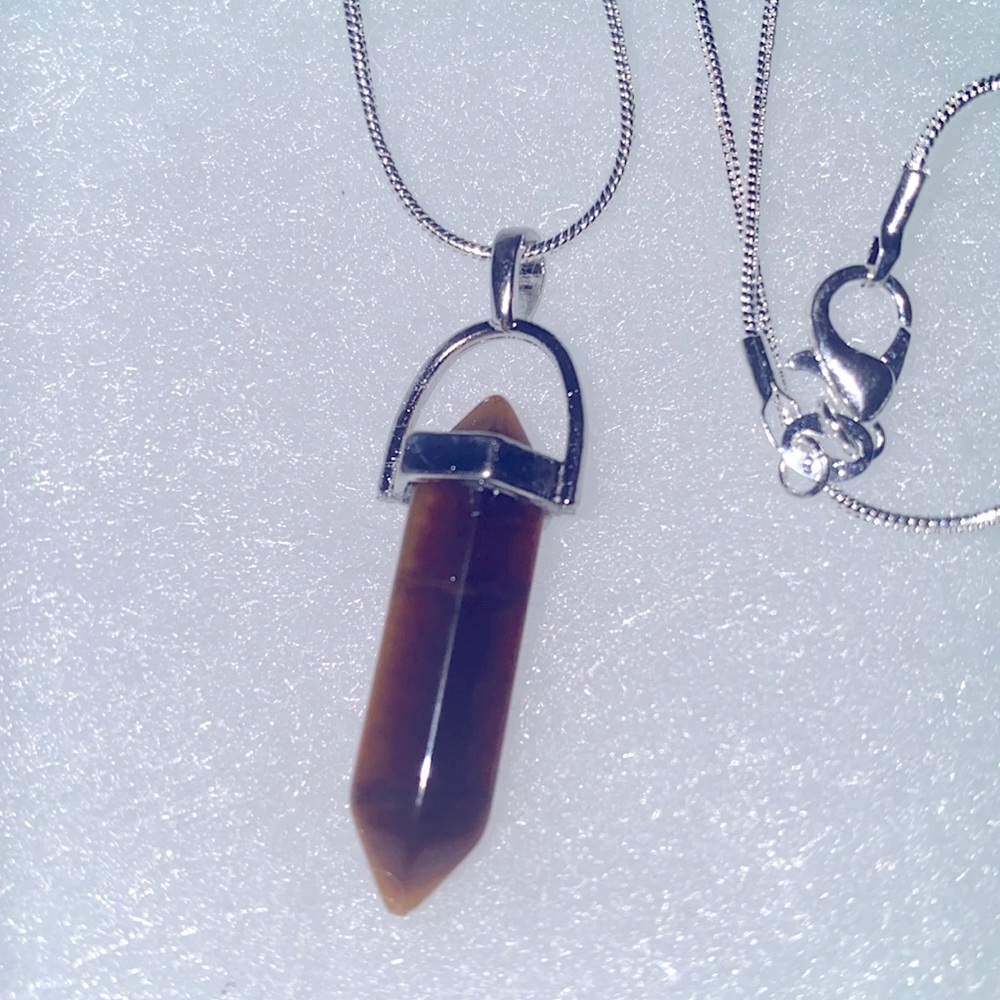 Boho hippie Tiger 🐅 Eye Sterling Silver Necklace 24”
